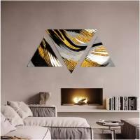 Треугольный триптих на хлопковом холсте "Золотые текстуры" от STUDIO A3 для дома / для интерьера / в подарок (ECO - печать)