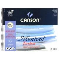 Бумага для акварели Canson Альбом на спирали для акварели Montval CANSON, 270г/м2, 32х41см, Снежное зерно, 12 листов