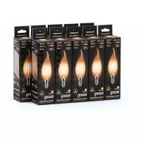 Лампочка светодиодная E14 Свеча на ветру 5W теплый свет 2700K Golden упаковка 10 шт. Gauss Filament