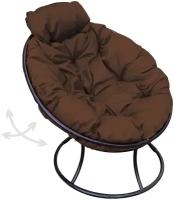 Кресло садовое M-Group папасан пружинка мини чёрное, коричневая подушка