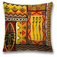 Наволочка декоративная на молнии, чехол на подушку JoyArty "Африканский этнос" 45х45 см