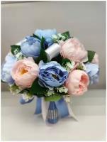 Букет-дублер невесты в голубом с розовым цвете / Букет невесты для конкурса из искусственных цветов