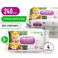 Влажные салфетки Pure&Nature Алоэ вера и нежный хлопок, липучка, 60 шт, 4 уп