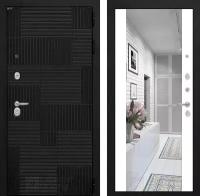 Входная дверь металлическая в квартиру PAZL с внутренней панелью зеркало максимум, цвет белый софт, размер по коробке 960х2050, левая