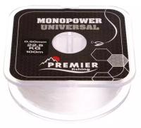 Леска Preмier fishing MONOPOWER Universal, диаметр 0.5 мм, тест 22.5 кг, 100 м, прозрачная