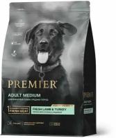 Гипоаллергенный низкозерновой сухой корм Premier для собак средних пород Ягненок с индейкой 3 кг