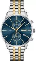 Наручные часы BOSS мужские Hugo Boss HB1513976 кварцевые, секундомер, водонепроницаемые, серебряный