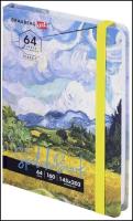Блокнот-Скетчбук с белыми страницами для рисования эскизов 160 г/м2, 145х203 мм, 64 листов, резинка, твердый, Brauberg Art Classic Ван Гог, 114590