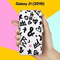 Силиконовый чехол на Samsung Galaxy J1 (2016) Узор черный / для Самсунг Галакси Джей 1 (2016)