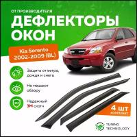 Дефлекторы боковых окон Kia Sorento (Киа Соренто) (BL) 2002-2009, ветровики на двери автомобиля, ТТ