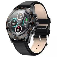 Kingwear Умные часы Smart watch KingWear LW09 (Черный, с черным кожаным ремнем)