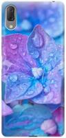 Ультратонкий силиконовый чехол-накладка для Sony Xperia L3 с принтом "Голубой цветочек"