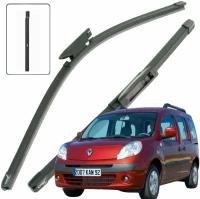 Дворники Renault Kangoo (2) KW0Y Рено Кангу фургон 2008 2009 2010 2011 2012 2013 Щетки стеклоочистителя бескаркасные 600-550 2шт