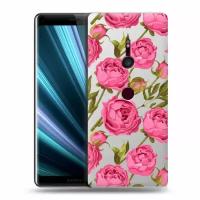 Полупрозрачный дизайнерский силиконовый чехол для Сони Иксперия XZ3 / Sony Xperia XZ3 Цветочный принт