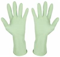Перчатки латексные с хлопковым напылением, зеленые, р-р L 101280