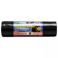 Mirpack Мешки для мусора 120л Mirpack Extra black ПВД, 70*110см, 50мкм, 10шт черные, в рулоне, 2 шт