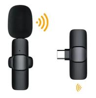 Микрофон для мобильного устройства Беспроводной микрофон петличка с шумоподавлением, Type-C, черный / для смартфонов, планшетов, iPhone 15 и новейших iPad, черный