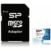 Карта памяти 64GB Silicon Power SP064GBSTXDU3V20AB Superior Pro A1 microSDXC Class 10 UHS-1 U3 100 МБ/с 80 МБ/с