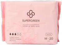 Супергрин / Женские гигиенические прокладки с крылышками SUPERGREEN, М (24,5 см) 20 шт