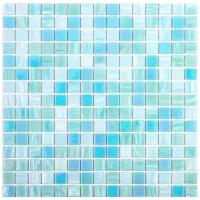 Мозаика смешанного цвета чип 20 стекло Alma MIX20-BL589-Crete голубой квадрат глянцевый перламутр