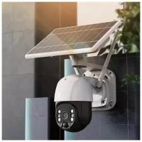 Уличная беспроводная поворотная Smart камера видеонаблюдения с солнечной батареей 3MP с ночной съемкой, датчиком движения Icsee cam Q2 + блок питания в подарок