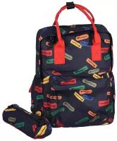 Set Backpack and Case, комплект рюкзак+косметичка, (NNY/ALLOVER/HRR) синий/принт/красный, UNI