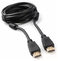 Кабель HDMI Cablexpert, 3м, v2.0, 19M/19M, черный, позол. разъемы, экран, 2 ферр кольца