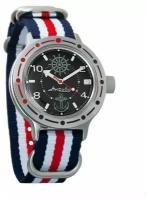 Мужские наручные часы Восток Амфибия 420526-tricolor5, нейлон, триколор 5 полос
