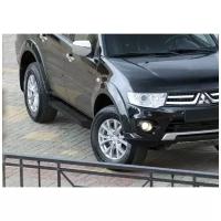 Пороги алюминиевые с площадкой "BLACK" (арт. F173ALB.4003.1) MITSUBISHI Pajero Sport 2008-2013-2016