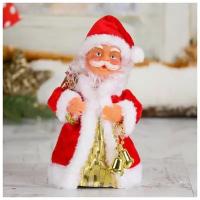 Зимнее волшебство Дед Мороз "Кучерявая шубка, с подсветкой" двигается, 16,5 см