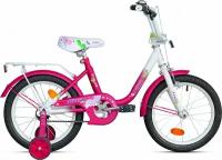 Велосипед детский SITIS MOLLY 14 (2023) для детей от 2 до 4 лет стальная рама с защитой цепи, звонком, корзиной, багажником, крыльями, 1 скор, ободной и ножной, розовый на рост 95-110