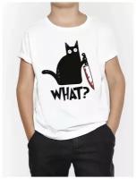 Футболка DreamShirts Studio Котик-убийца с ножом WHAT? Для мальчиков Для девочек Детская одежда