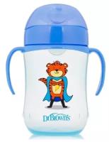 Чашка-непроливайка Dr. Brown's DR.BROWNS с мягким носиком, ручками и откидывающейся крышкой, 9+ месяцев, 270 мл супергерой (синий)