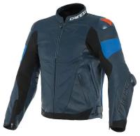 Мотокуртка кожаная Dainese SUPER RACE Black-Iris/Light-Blue/Fluo-Red, (р.52)