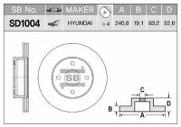 Диск тормозной передний Sangsin Brake для Hyundai ACCENT (1.3-1.5), 1 шт