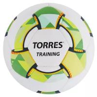 Мяч футбольный TORRES Training, размер 5, 32 панели PU, 4 подкладочных слоя, ручная сшивка, цвет белый/зеленый