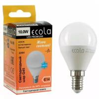 Лампа светодиодная Ecola globe LED Premium, G45, 10 Вт, E14, 4000 K, шар, 82x45 мм 4661630