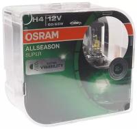 Лампа 12V H4 60/55W +30% P43t-38 3000K желтая бокс (2шт.) All Season Super OSRAM 64193ALS-HCB