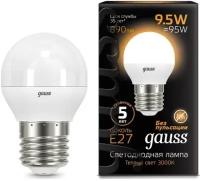 Светодиодная лампа Gauss LED Шар E27 9.5W 890lm 3000K (упаковка 10 шт.)