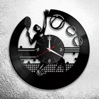 Настенные часы из виниловой пластинки с тематикой Тенниса/Часы в подарок теннисисту