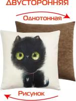 Подушка декоративная матех FLUFFY. Шварц 33*33*10. Цвет молочный, черный, коричневый, арт. 62-448