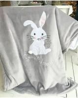 Одеяло детское зимнее демисезонное покрывало в кроватку Fluffy Bunny Заяц, цвет Серый