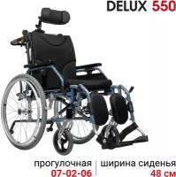 Кресло-коляска Ortonica Delux 550 48PU складная с регулируемой спинкой и подголовником ширина сиденья 48см передние литые задние пневматические колеса