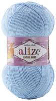 Пряжа Alize Cotton Gold, 55 % хлопок, 45 % акрил, 100 г, 330 м, 1 шт., 728 голубой 330 м