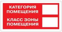 Информационная табличка Знак безопасности F26 Кат-я помещения, 150x300 мм, пленка 10 шт./уп