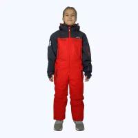 Комбинезон Snow Headquarter детский, ветрозащитный, влагоотводящий, утепленный, мембранный, герметичные швы, водонепроницаемый, карман для ски-пасса, размер 128, черный, красный