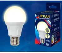 Светодиодная лампа Uniel LED-A60 18W/3000K/E27/FR PLP01WH Форма «А», матовая. Серия Яркая. Теплый белый свет (3000K). Картон. ТМ