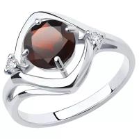 Кольцо Diamant, серебро, 925 проба, родирование, фианит, размер 16.5