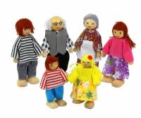 "Куколки Семейка" - набор миниатюрных деревянных кукол, 6 штук для кукольного дома