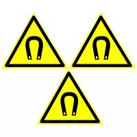 Предупреждающие знаки. Наклейка W 13 Внимание Магнитное поле Размер 200х200 мм. 3 шт